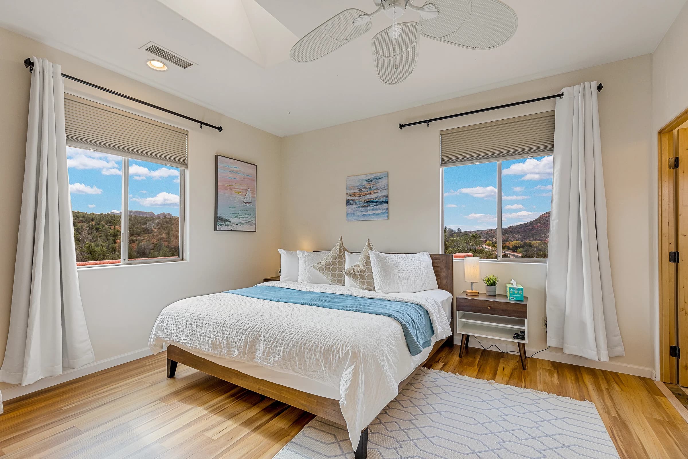 Comfortable guest bedroom with king bed