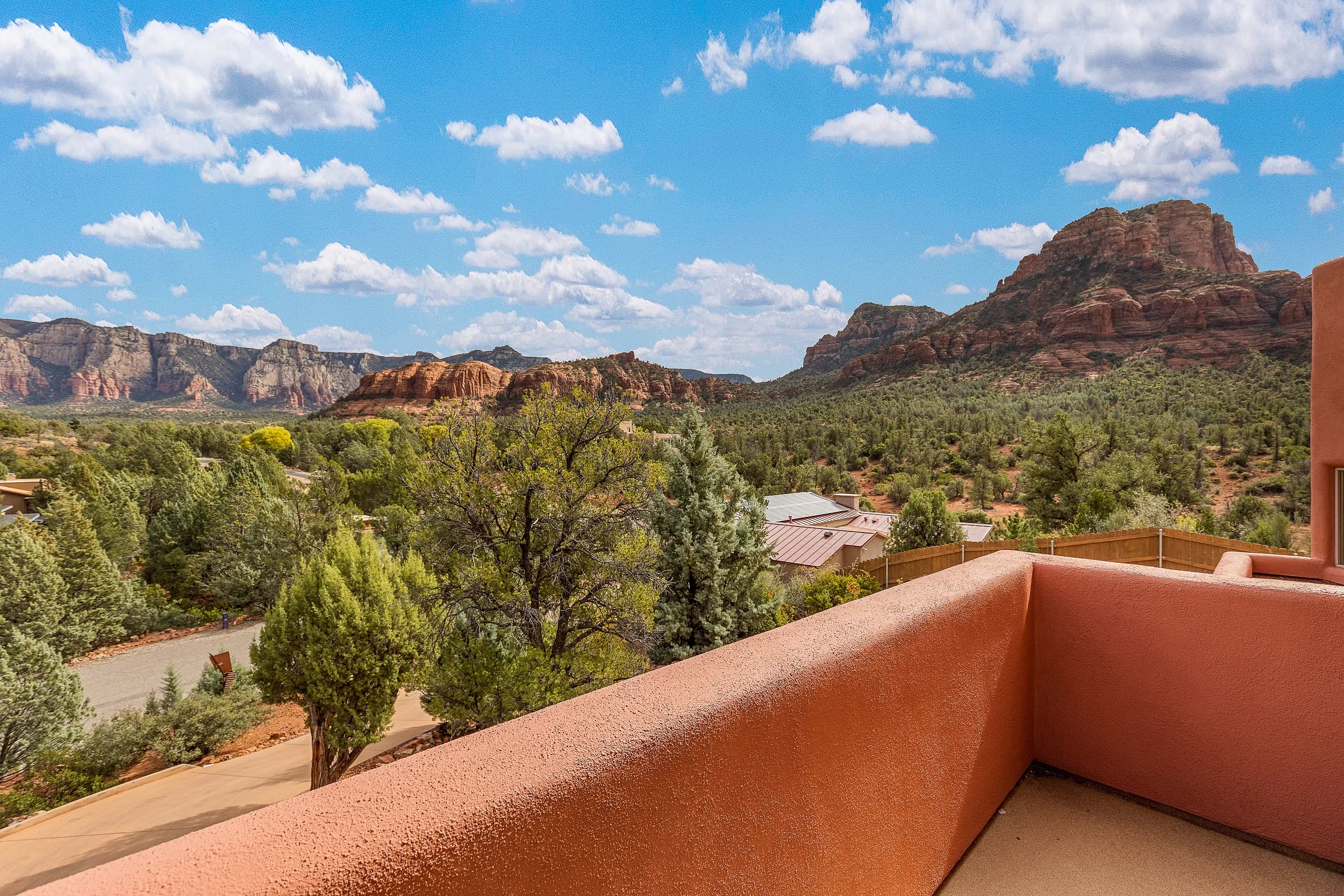 Expansive patio with stunning mountain views
